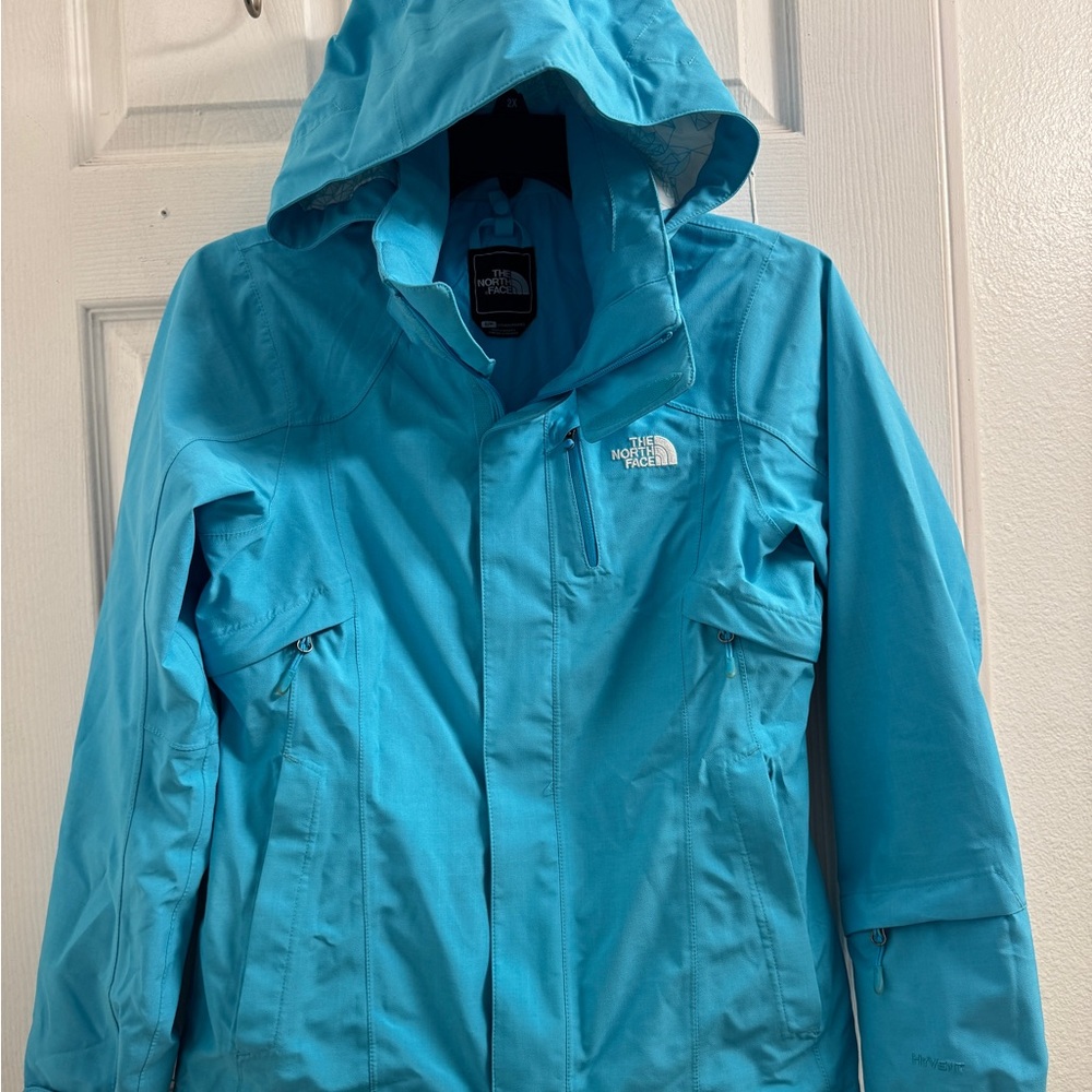 North Face Women's Aqua Blue Atlas Hooded Waterproof Activated Jacket M